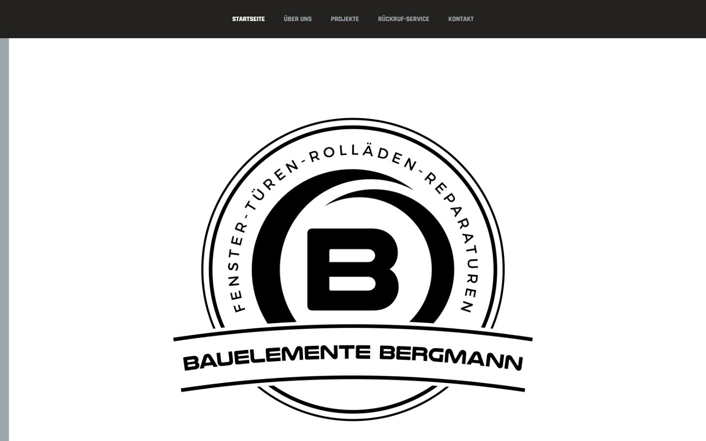 Alte Website von Bauelemente Bergmann: nur ein Logo, keine Botschaft